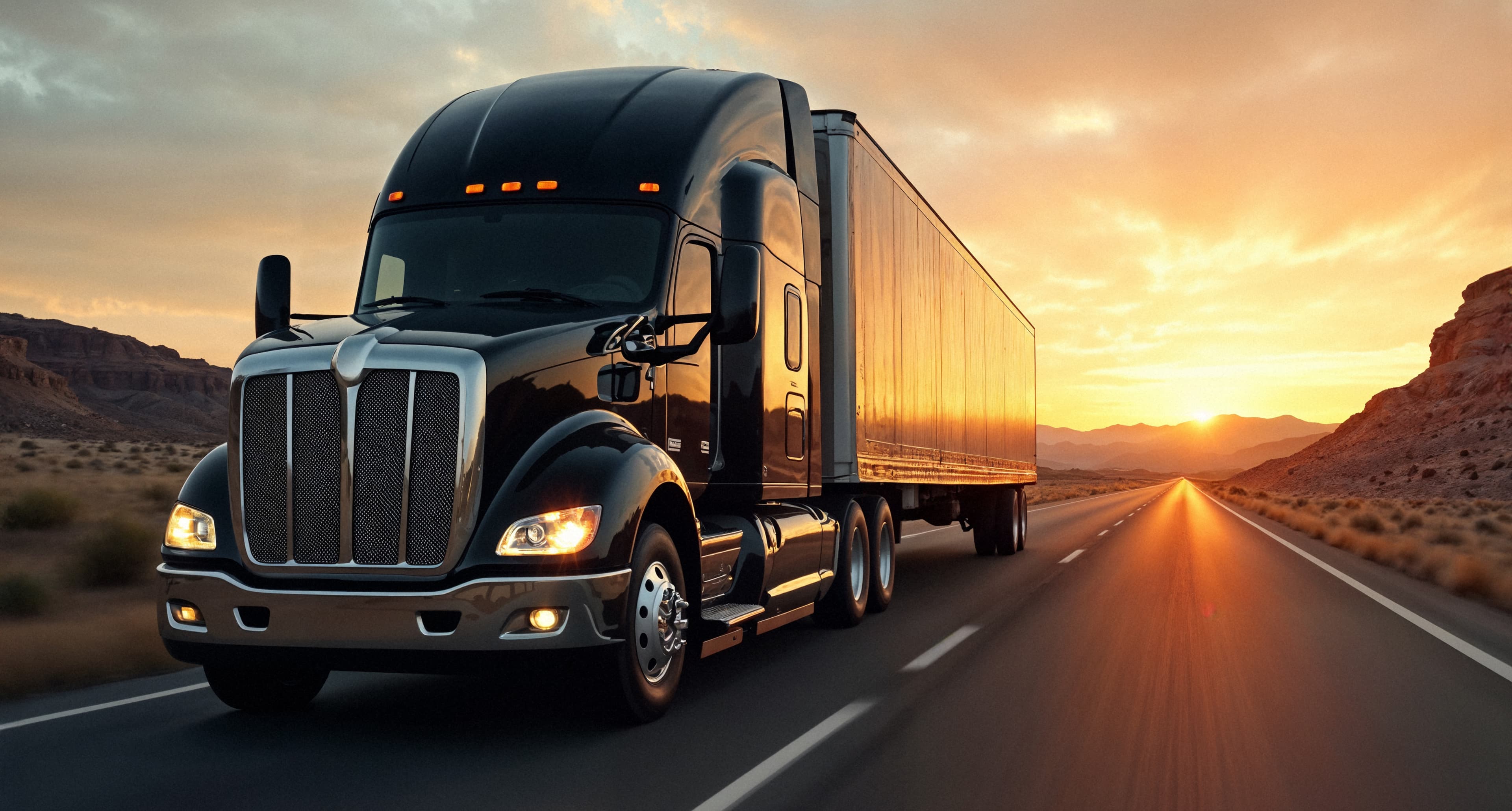 Caminhão com a logotipo da UP Envios andando na rua